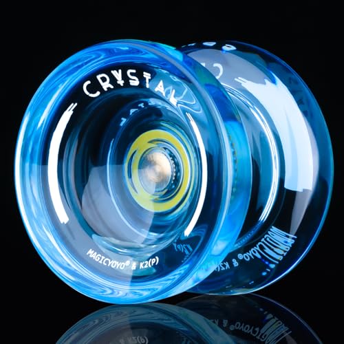 MAGICYOYO K2 Crystal Yoyo for Kids & Beginners – Durable PC Plastic, Finger Spin Hub, Responsive, 12 Strings, Glove & Bag (Crystal Blue)