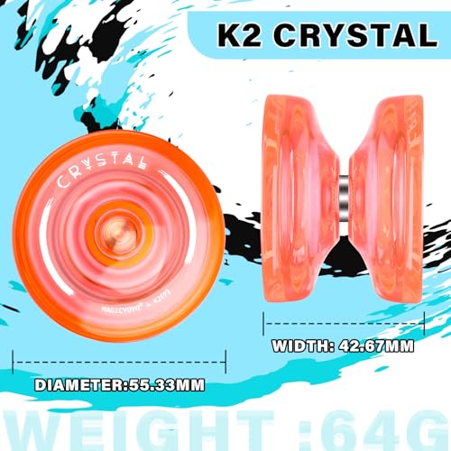 MAGICYOYO K2 Plus Crystal Orange Yoyo – Responsive & Unresponsive for Beginners and Pros