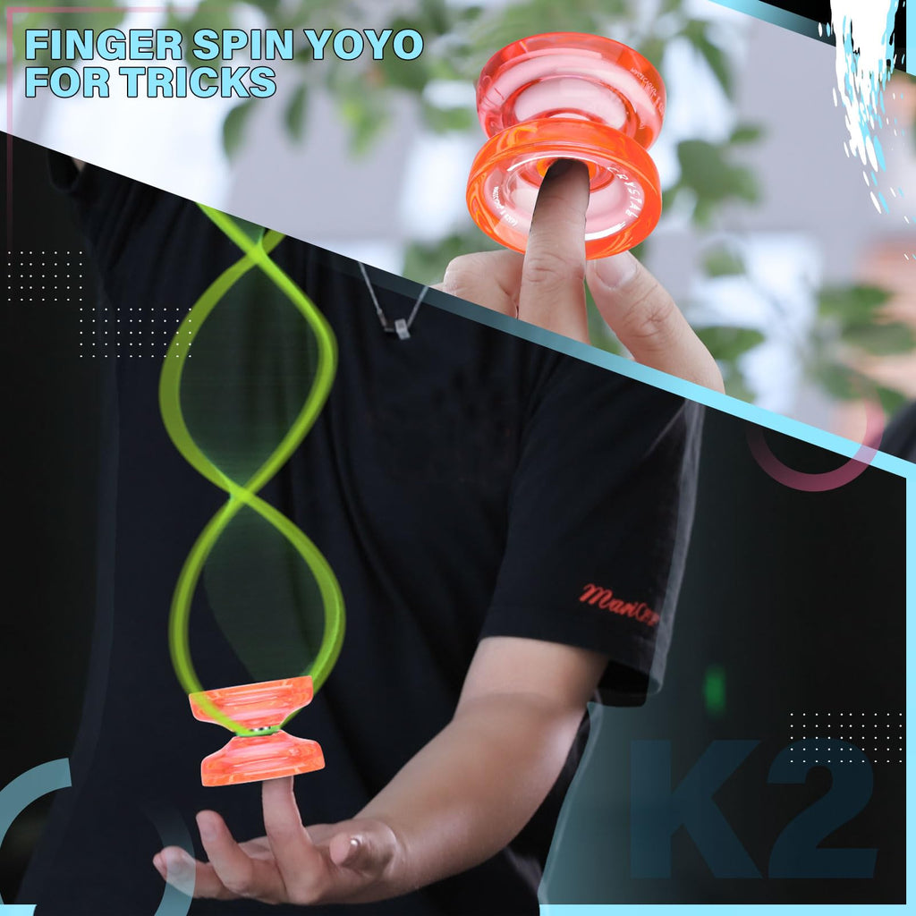 MAGICYOYO K2 Plus Crystal Orange Yoyo – Responsive & Unresponsive for Beginners and Pros