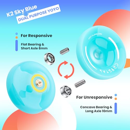 MAGICYOYO K2 Responsive Yoyo for Beginners – Dual Purpose with Unresponsive Bearing, Sky Blue