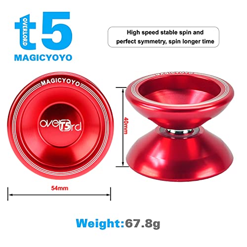 MAGICYOYO T5 Overlord Unresponsive Yoyo - 6061 Aluminum, 12 Strings, Glove & Bag