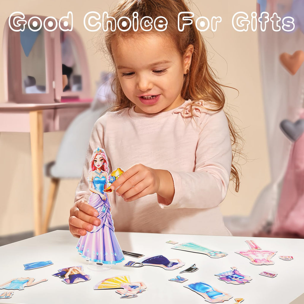 Magnetic Dress Up Dolls Set - Princess Paper Doll with Outfits for Girls Ages 4-10 (Liz)