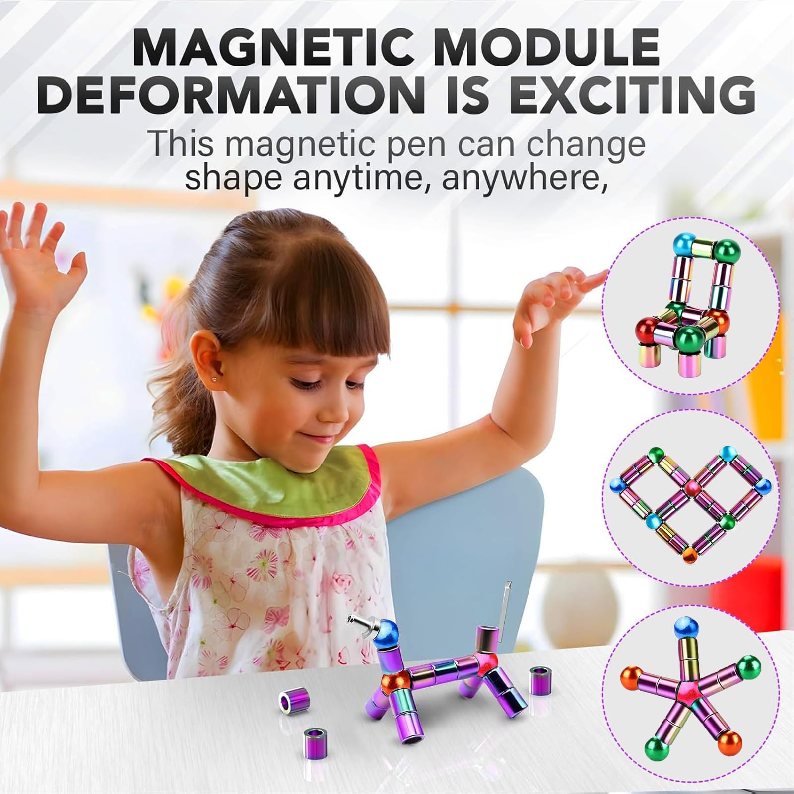 Magnetic Fidget Pen - Decompression Toy Pen for Teens, Green Small with Extra Joint Ring