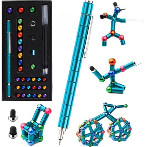 Magnetic Fidget Pen Big Blue - Stress Relief Toy with Magnetic Rings, Gel Ink Pens, Easter Basket Stuffers for Teens