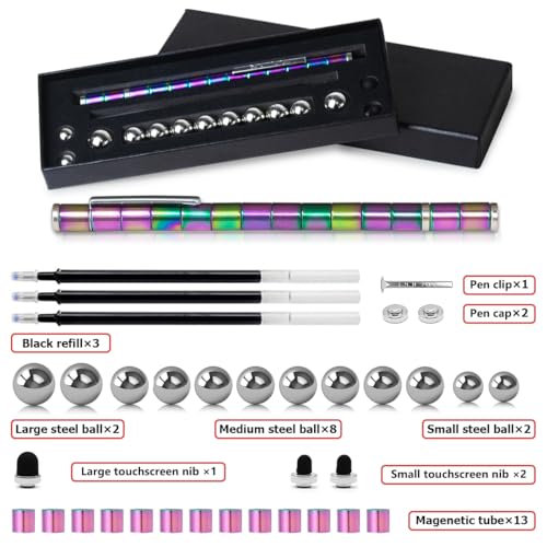 Magnetic Fidget Pen for Teens & Adults - Desk Sensory Toy with Gel Ink, Gift Box Included