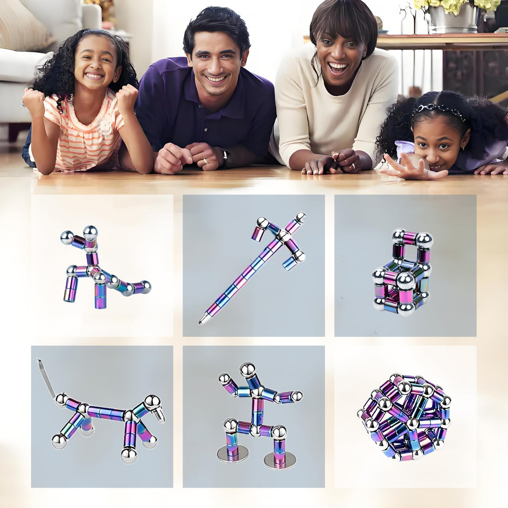 Magnetic Fidget Pen Toy – Colorful Modular Deformation Pen for Stress Relief & Creative Play (Black)