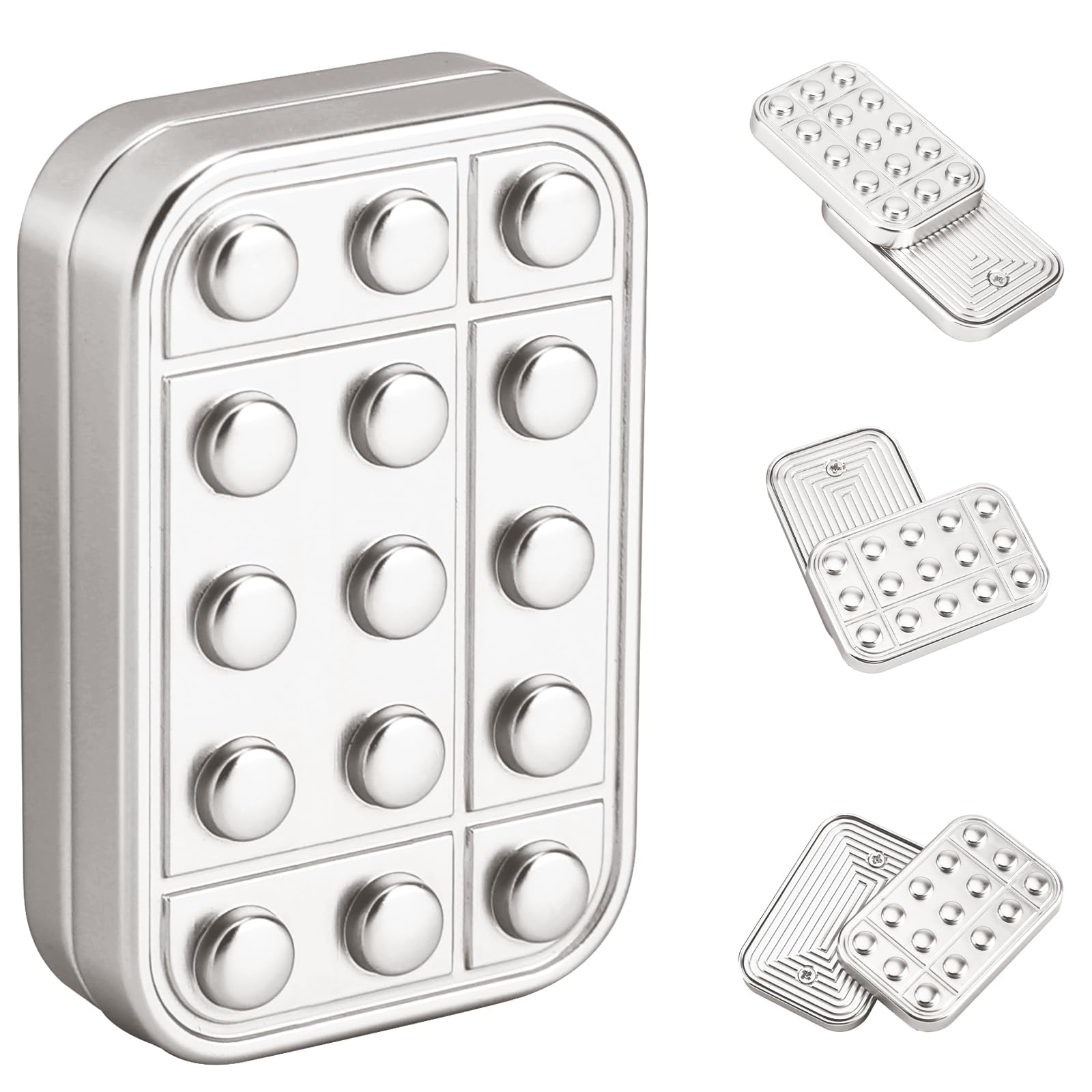 Magnetic Fidget Slider for Adults – Metal Zinc Alloy EDC Toy (Silver)