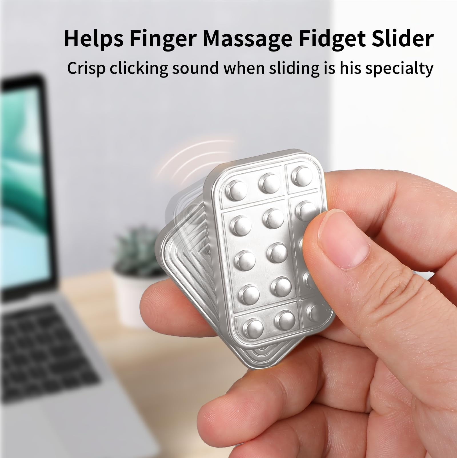 Magnetic Fidget Slider for Adults – Metal Zinc Alloy EDC Toy (Silver)