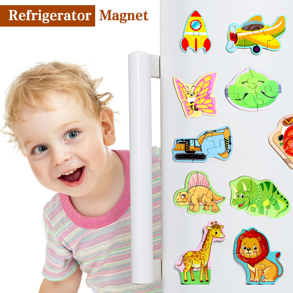 Magnetic Food Puzzles for Toddlers – 41-Piece Travel Toy for Kids 3-5, Restaurant & Road Trip Activity