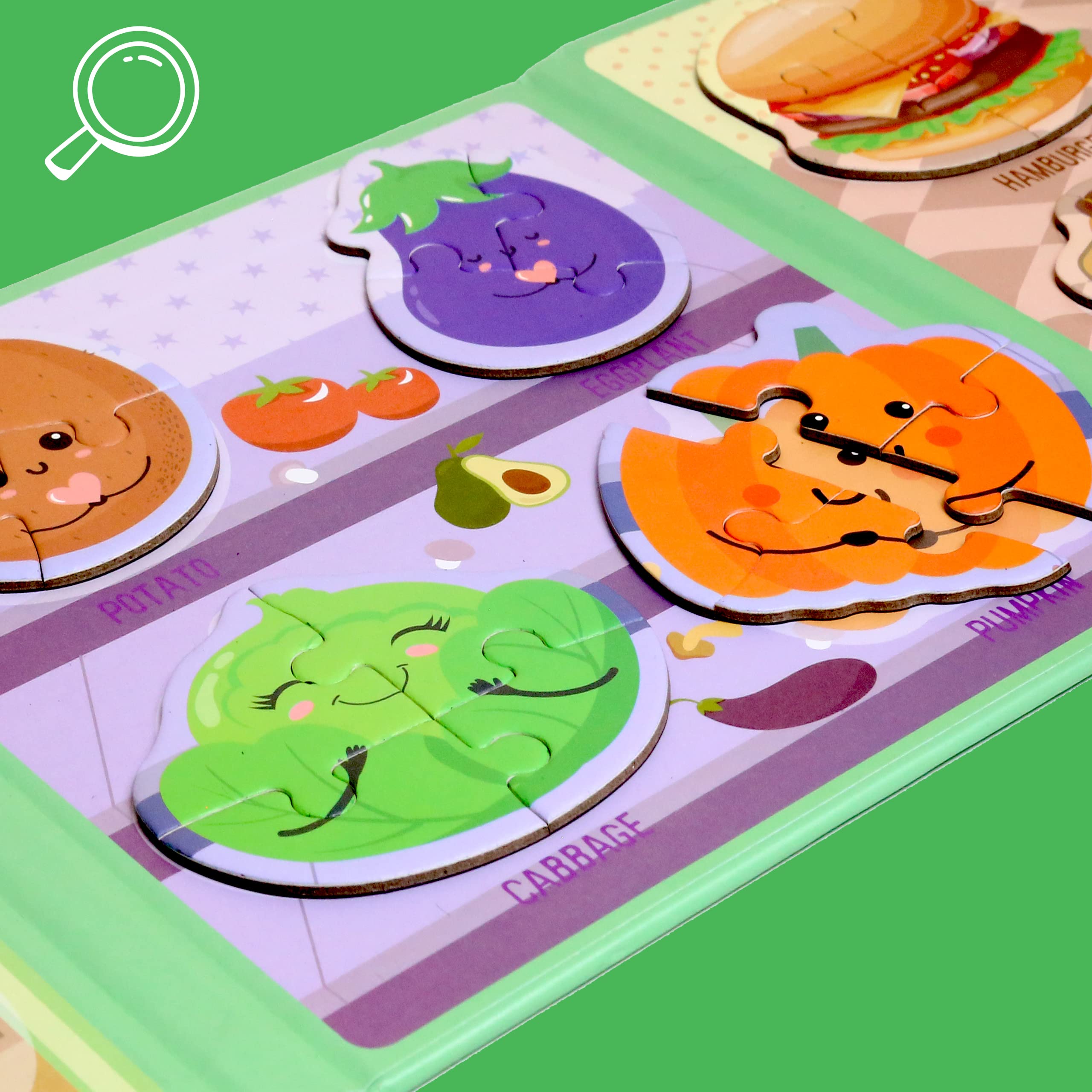 Magnetic Food Puzzles for Toddlers – 41-Piece Travel Toy for Kids 3-5, Restaurant & Road Trip Activity