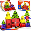 Magnetic Tiles Travel Toys with Storage Case – Portable STEM Building Blocks for Kids 3-8, Airplane Activities & On-The-Go Gift for Boys & Girls
