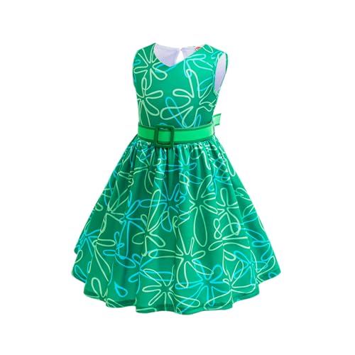 Magwei Girls Disgust Costume Set with Wig - Green Cosplay Dress for Halloween, Birthday, and Christmas (Ages 4-12)