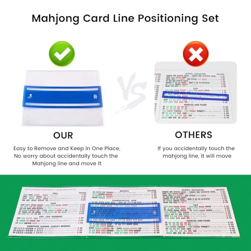 Mahjong Card Line Positioning Set – 4 Line Finders + 4 Card Sleeves, Blue, for 2026 Large Cards