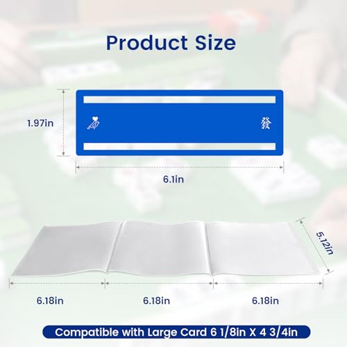 Mahjong Card Line Positioning Set – 4 Line Finders + 4 Card Sleeves, Blue, for 2026 Large Cards
