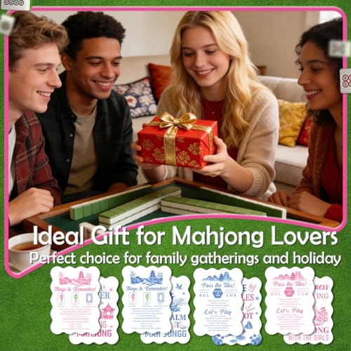 Mahjong Shuffler Cards - 4 Pvc Tile Mixers with Rules and Humorous Quotes | cosmisun