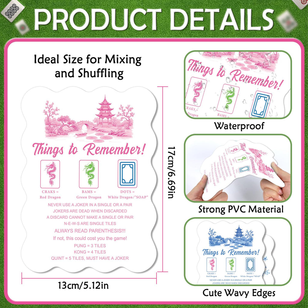 Mahjong Shuffler Cards - 4 Pvc Tile Mixers with Rules and Humorous Quotes | cosmisun