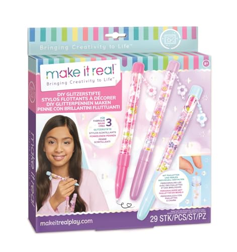 Make It Real DIY Floaty Pens Kit – Create 3 Customizable Glitter Pens for Tweens Ages 8+