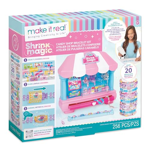 Make It Real Shrink Magic Candy Shop Bracelet Kit – 20 Bracelets, DIY Jewelry for Ages 8+