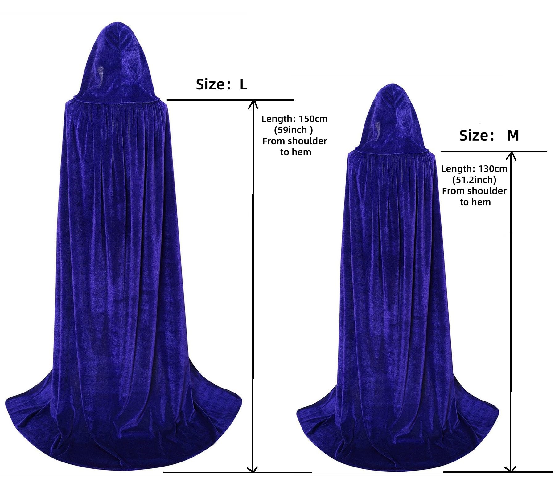 Makroyl Unisex Adults Long Velvet Hooded Cloak for Cosplay, Halloween, Christmas