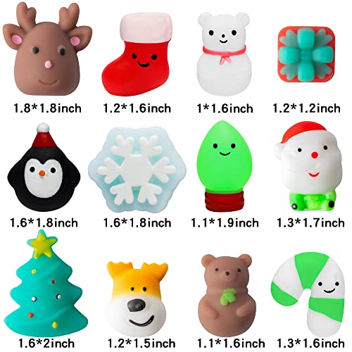 MALLMALL6 20-Pack Christmas Mochi Squeeze Toys – Kawaii Animal Stress Relief Favors for Party Bags, Classroom Prizes, and Holiday Decor