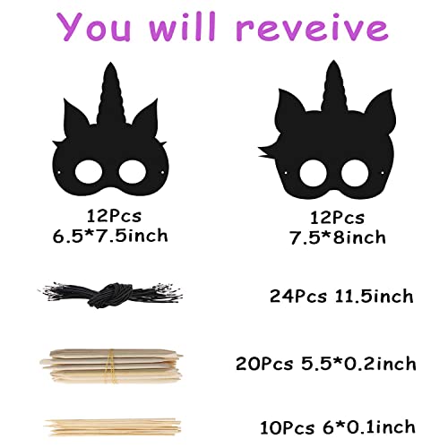 MALLMALL6 24-Pack Magic Horse Scratch Masks – DIY Color Reveal Party Favors for Kids