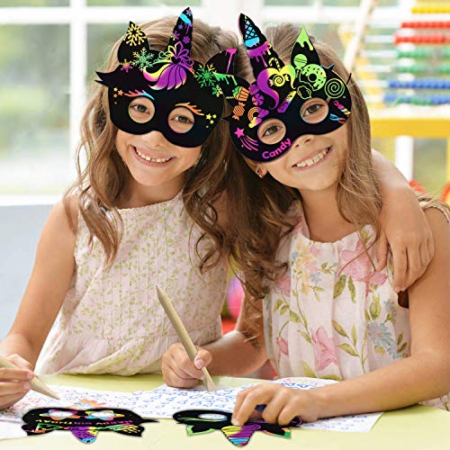 MALLMALL6 24-Pack Magic Horse Scratch Masks – DIY Color Reveal Party Favors for Kids