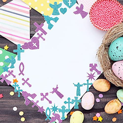 MALLMALL6 500-Piece Christian Glitter Foam Stickers – Self-Adhesive Bible Craft Embellishments for Kids