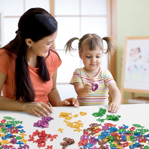 MALLMALL6 500pcs Christian Glitter Stickers – Foam Self-Adhesive Crosses for Kids Crafts and Decor