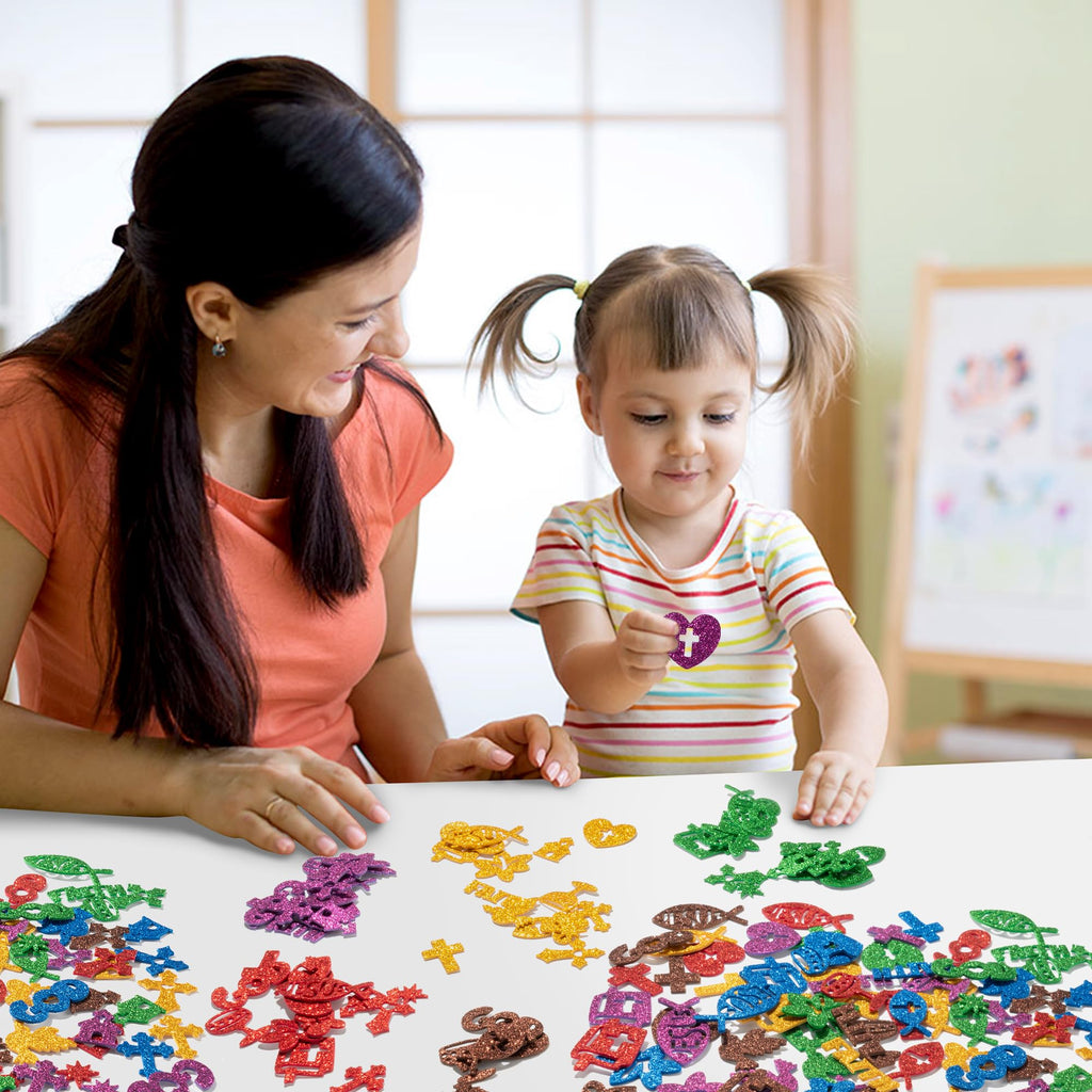 MALLMALL6 500pcs Christian Glitter Stickers – Foam Self-Adhesive Crosses for Kids Crafts and Decor