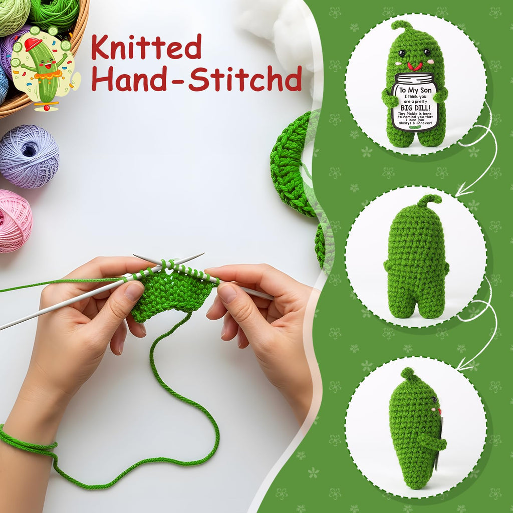 MAMAGIFTREE Crochet Pickle Plush – Funny 'Big Dill' Gift for Son from Mom