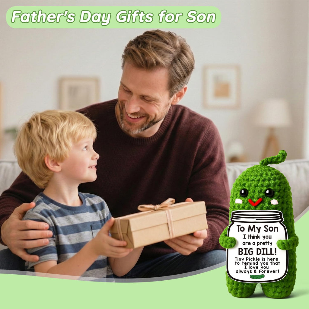 MAMAGIFTREE Crochet Pickle Plush – Funny 'Big Dill' Gift for Son from Mom