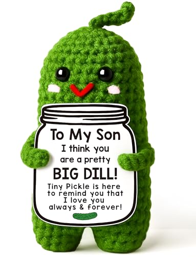 MAMAGIFTREE Crochet Pickle Plush – Funny 'Big Dill' Gift for Son from Mom