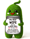 MAMAGIFTREE Handmade Crochet Pickle Doll – 'You're a Big Dill' Gift for Wife from Husband