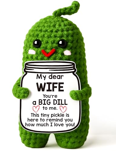 MAMAGIFTREE Handmade Crochet Pickle Doll – 'You're a Big Dill' Gift for Wife from Husband