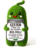 MAMAGIFTREE Handmade Crochet Pickle Plush - Funny Sister Birthday Gift from Sister