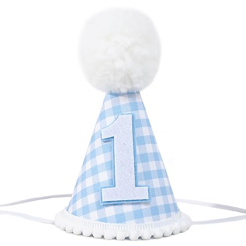 MAMUXI Gingham Party Hat for 1st Birthday – Unisex Baby Costume Headwear
