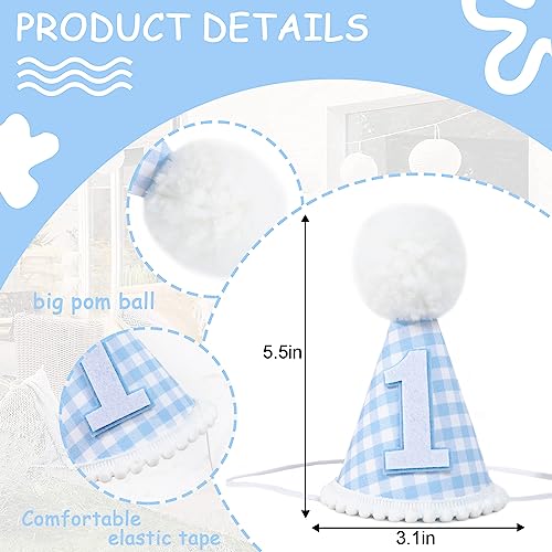 MAMUXI Gingham Party Hat for 1st Birthday – Unisex Baby Costume Headwear