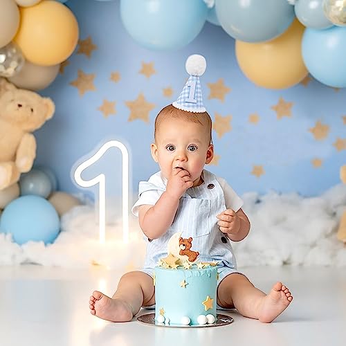MAMUXI Gingham Party Hat for 1st Birthday – Unisex Baby Costume Headwear
