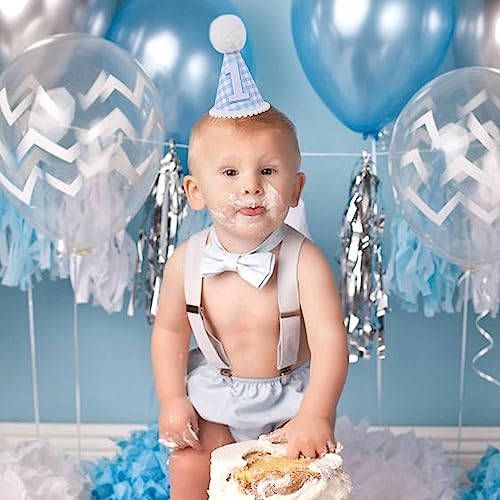 MAMUXI Gingham Party Hat for 1st Birthday – Unisex Baby Costume Headwear
