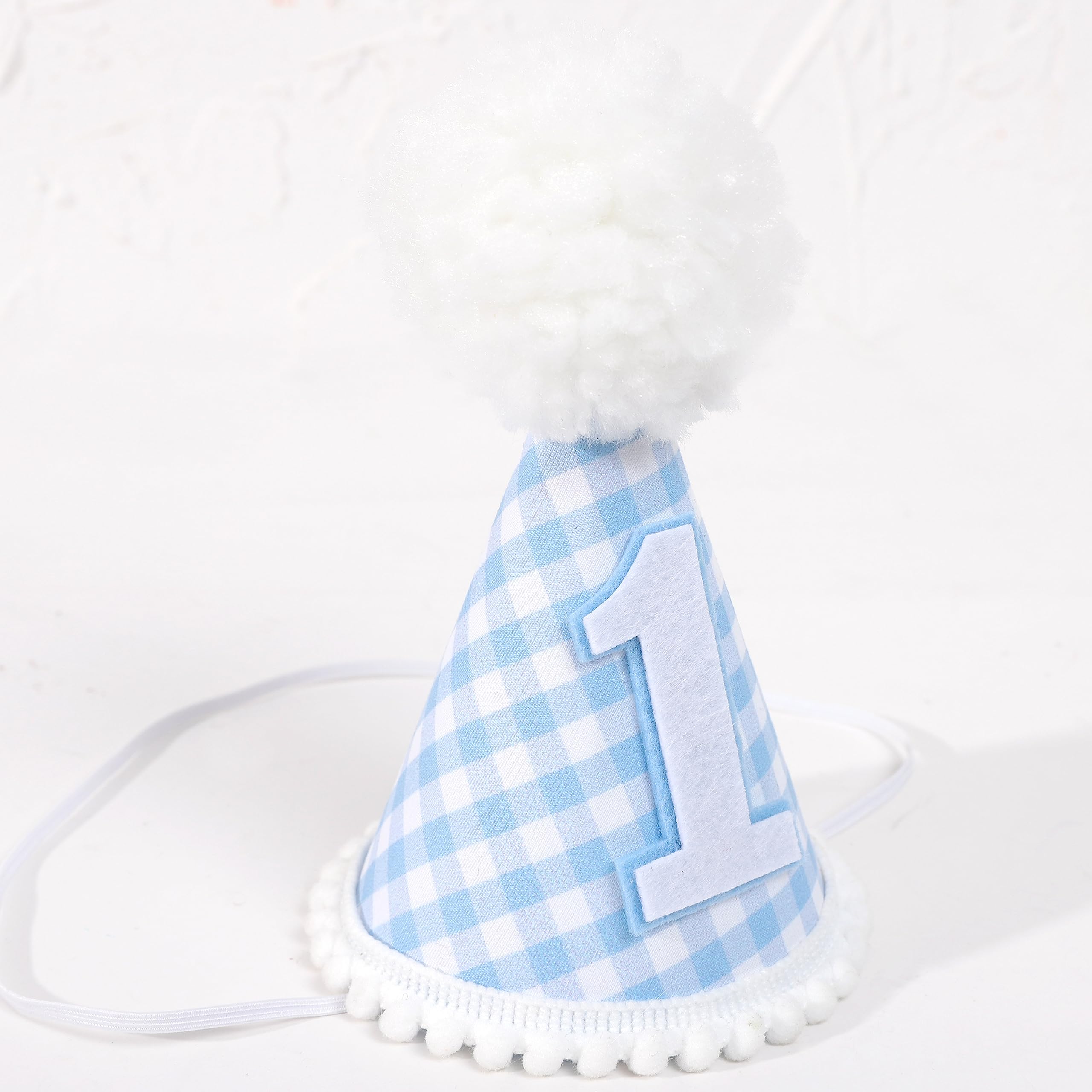 MAMUXI Gingham Party Hat for 1st Birthday – Unisex Baby Costume Headwear