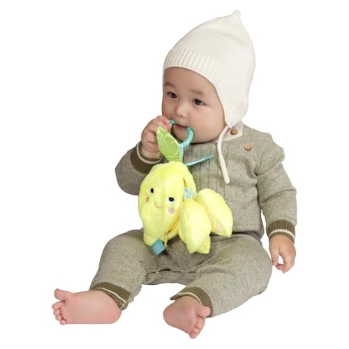 Manhattan Toy Mini-Apple Farm Lemon Baby Travel Toy with Rattle, Squeaker, Crinkle Fabric & Teether Clip-on
