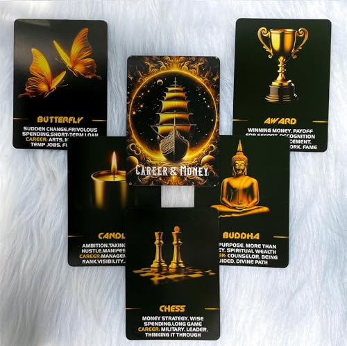 Manifest Success Career and Money Oracle Deck – 40 Black and Gold Money Moves Oracle Cards with Meanings on Each Card