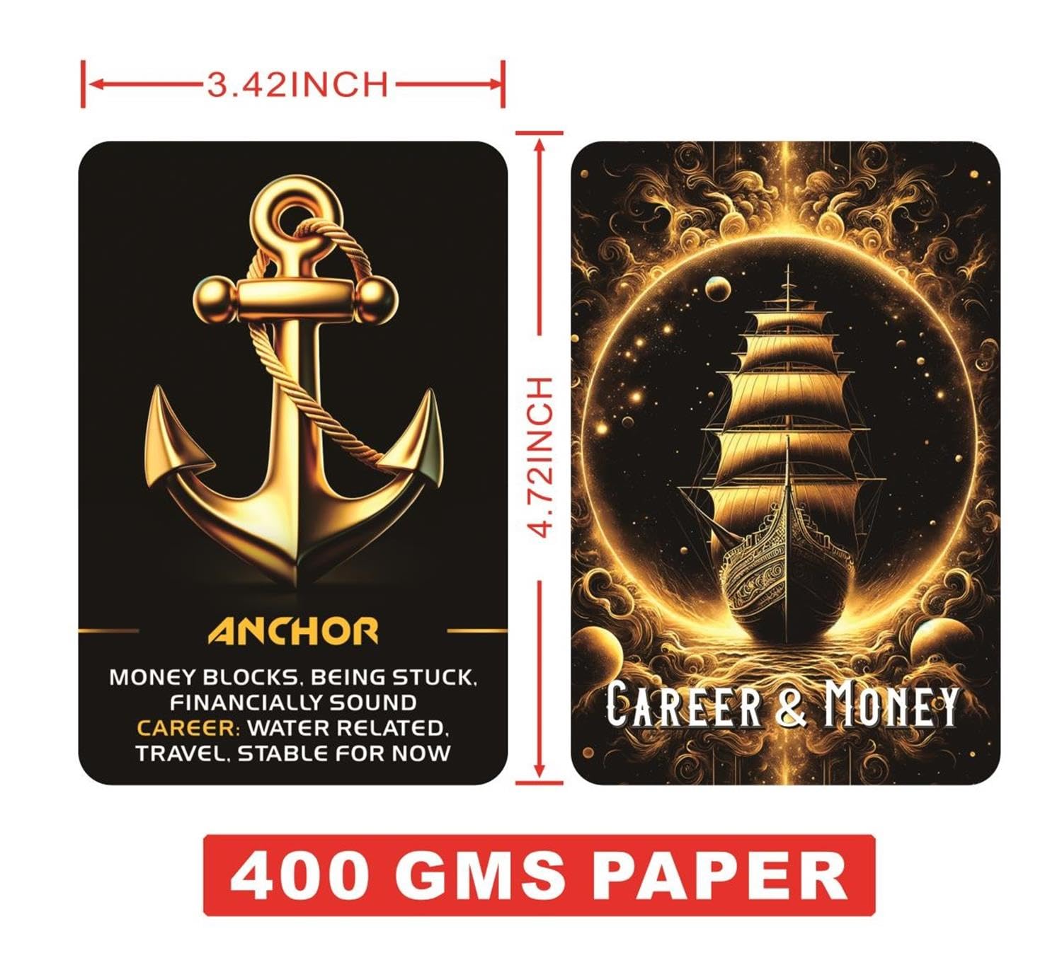 Manifest Success Career and Money Oracle Deck – 40 Black and Gold Money Moves Oracle Cards with Meanings on Each Card