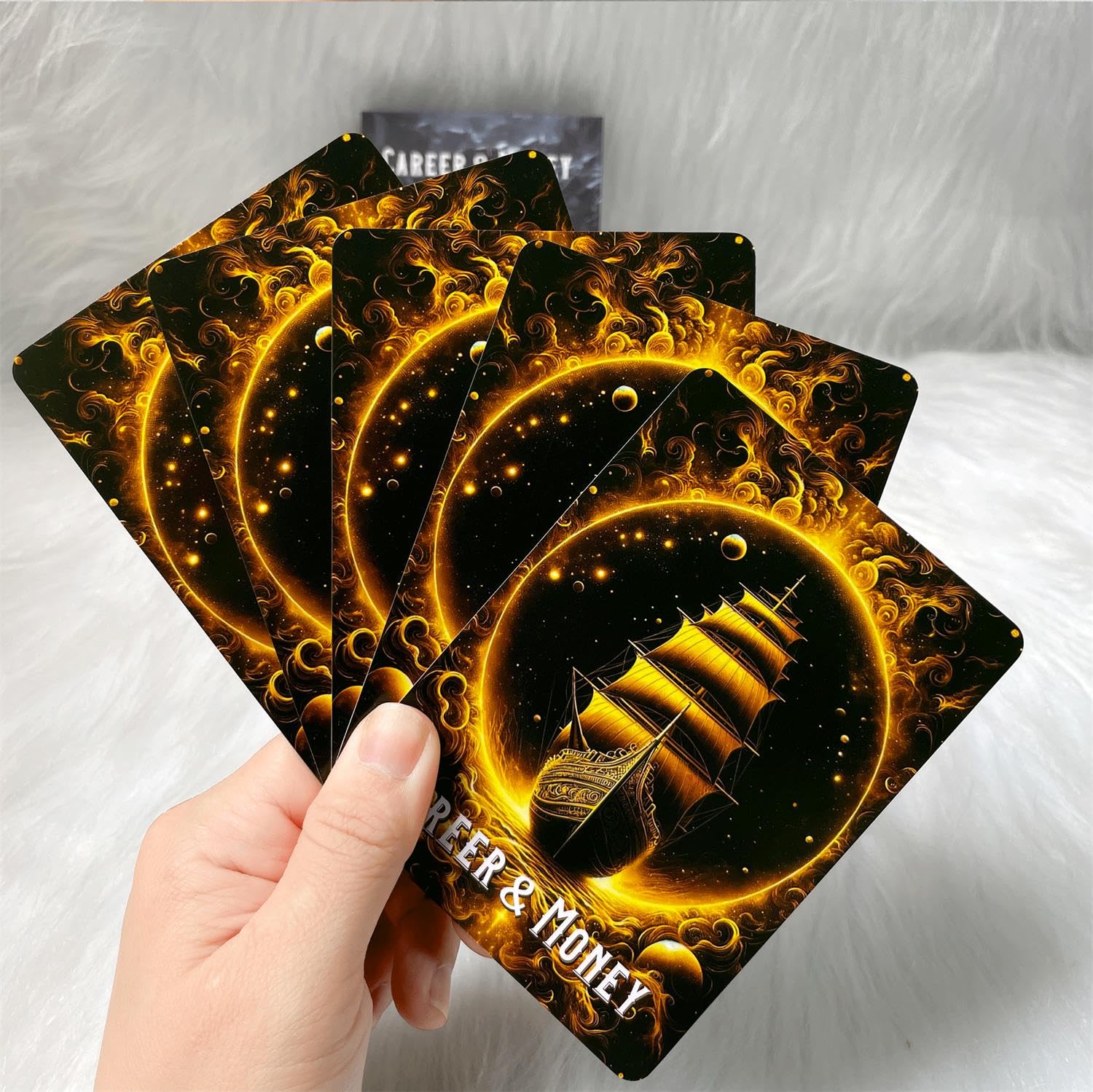 Manifest Success Career and Money Oracle Deck – 40 Black and Gold Money Moves Oracle Cards with Meanings on Each Card