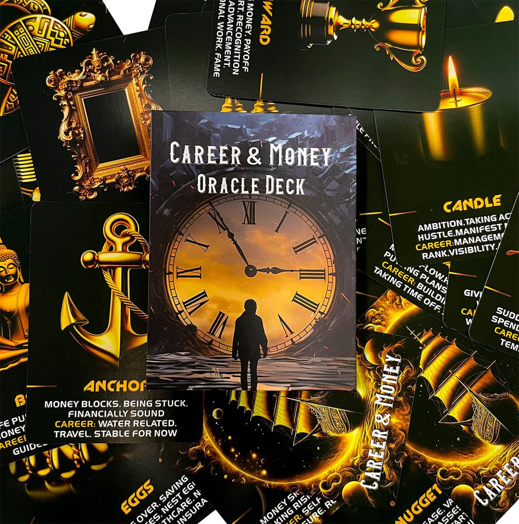 Manifest Success Career and Money Oracle Deck – 40 Black and Gold Money Moves Oracle Cards with Meanings on Each Card