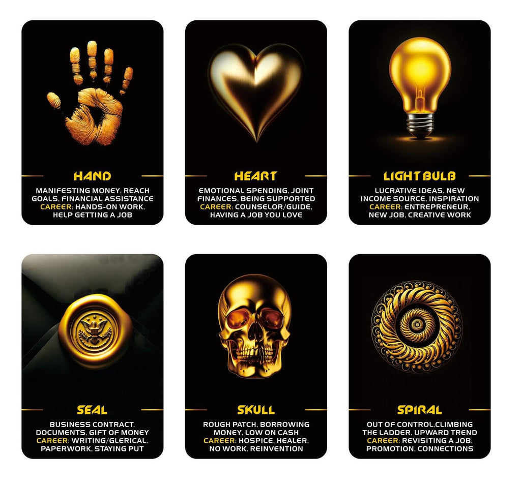 Manifest Success Career and Money Oracle Deck – 40 Black and Gold Money Moves Oracle Cards with Meanings on Each Card