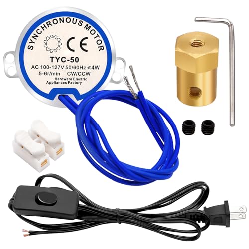 mankk Synchronous Motor Turntable 5-6 RPM AC100-127V 4W CW/CCW with Coupling & Cord
