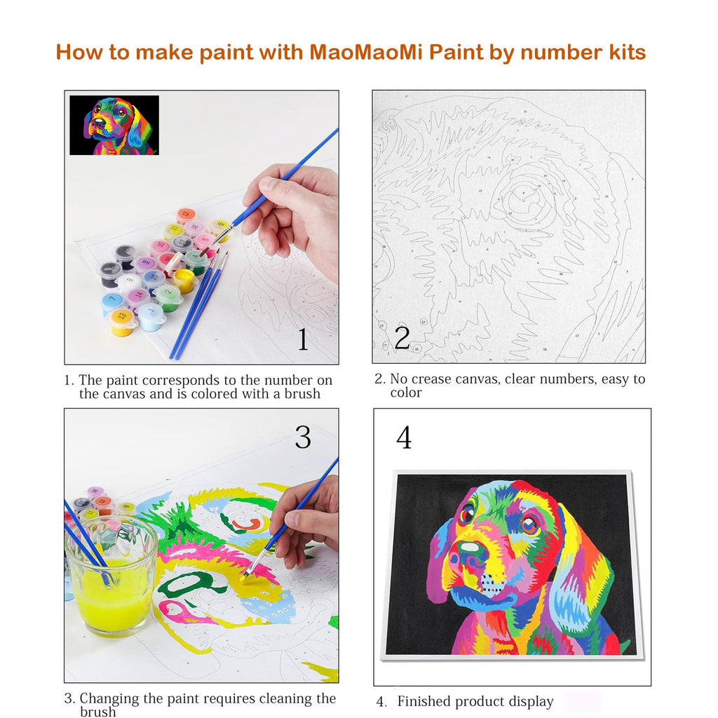 Maomaomi Colorful Horse Head Paint by Numbers Kit – 20x16 Inch DIY Acrylic Canvas for Kids & Adults