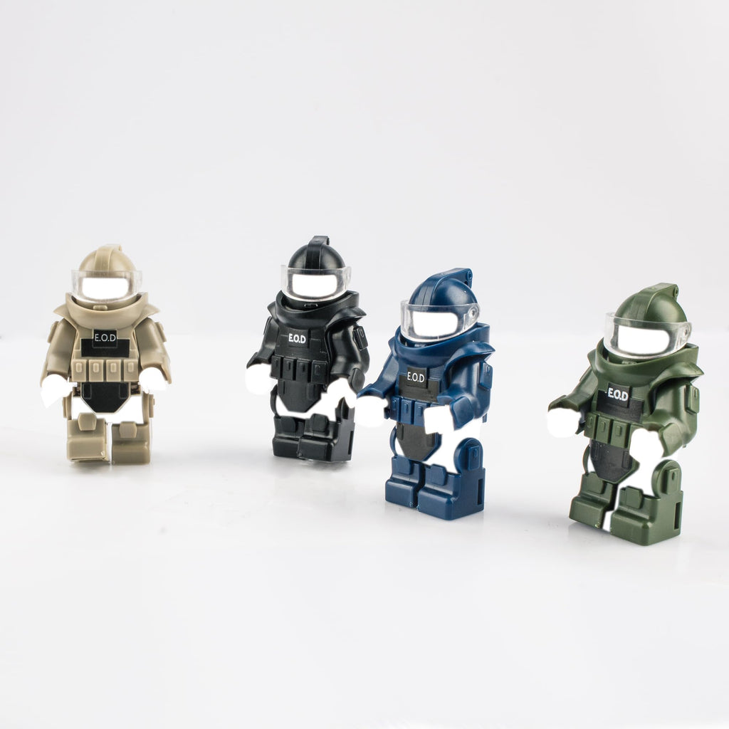 MaozyHomie 4 Color Bomb Disposal Suit Minifigures – ABS Plastic Toy Soldiers Compatible with Major Brands