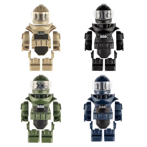MaozyHomie 4 Color Bomb Disposal Suit Minifigures – ABS Plastic Toy Soldiers Compatible with Major Brands